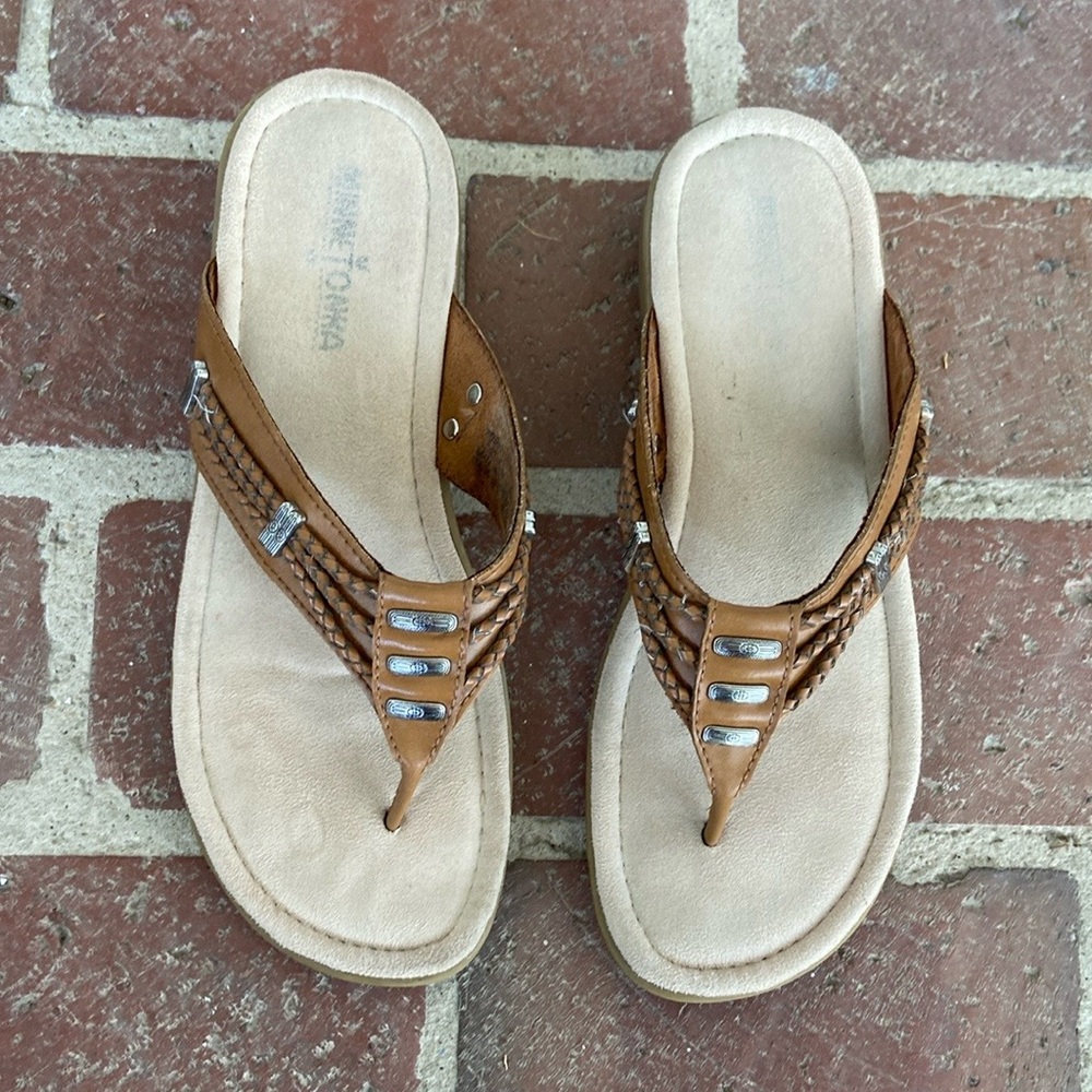 Minnetonka “Silverbay” Boho Sandals w Braided Straps